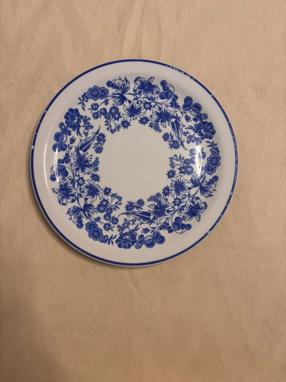 VTG Blue and White Floral Ironstone Transferware Plate